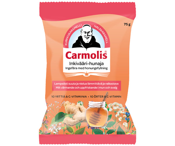 Carmolis inkivääri-hunaja kurkkukaramelli 75 g