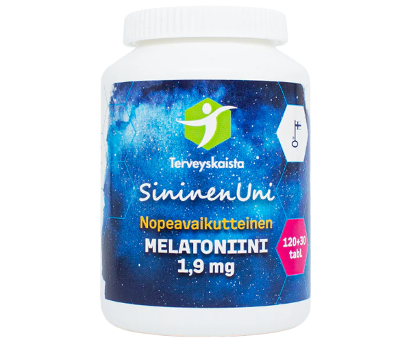 Terveyskaista SininenUni Nopeavaikutteinen melatoniini 1,9mg 120+30 tabl