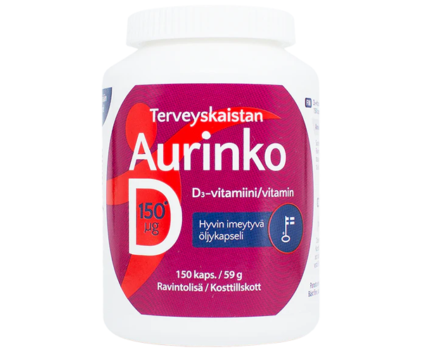 Terveyskaista Aurinko D-vitamiini 150 µg 150 kaps