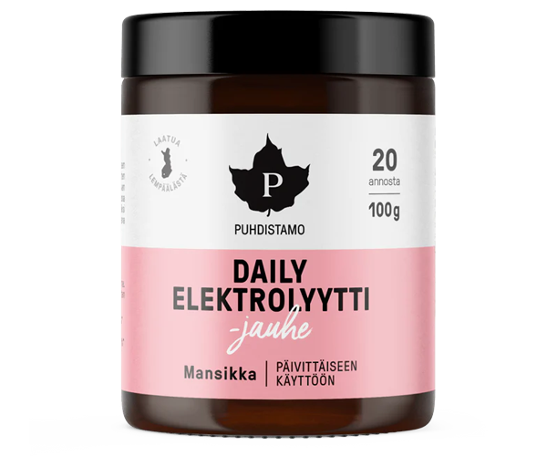 Puhdistamo Daily Elektrolyyttijauhe mansikka 100 g