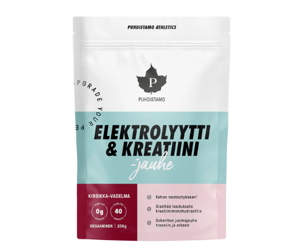 Puhdistamo Elektrolyytti & Kreatiini -jauhe Kirsikka-Vadelma 200 g