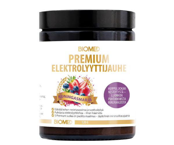 Biomed Premium Elektrolyyttijauhe Kuningasmarja 120 g
