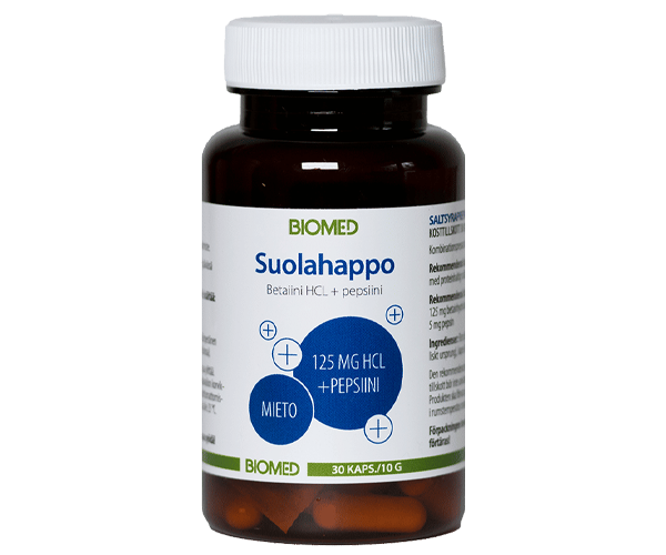 Biomed Suolahappo betaiini HCL + pepsiini 30 kaps