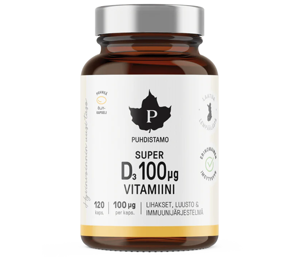 Puhdistamo Super D3-vitamiini 100μg 120 kaps