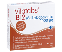 Vitatabs B12 metyylikobalamiini
Bioaktiivinen B12-vitamiinitabletti